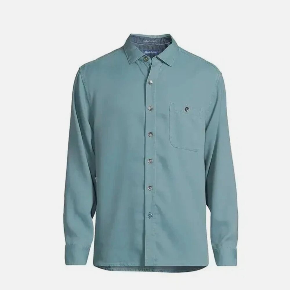Tommy Bahama Mens Ocean Wash Twill Long Sleeve Shirt Seven Seas 3XL